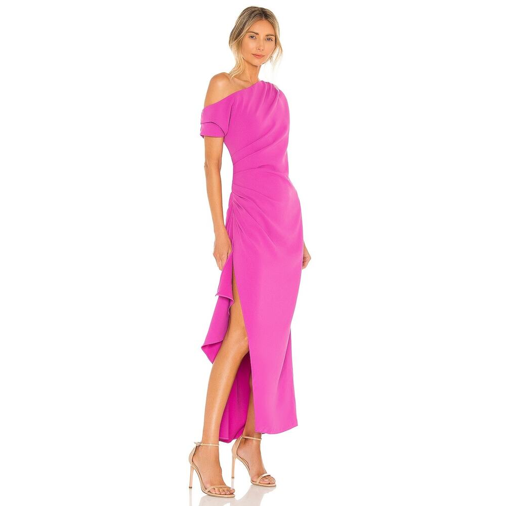 NWT REVOLVE Elliatt 'Gwenyth' One Shoulder High Slit Dress in Orchid Size Medium - Picture 3 of 5